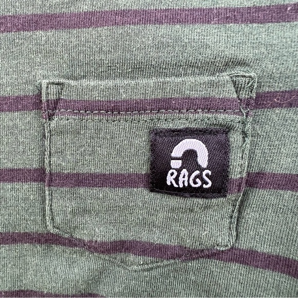 Rags to Raches Stripe Long Sleeve T-Shirt Green Blue Soft 6-12 Months GUC - Picture 3 of 4